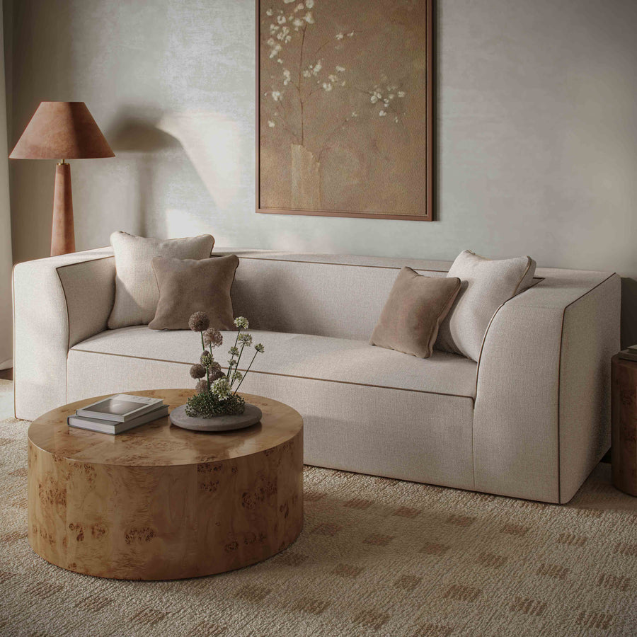 Tristine 96" Cream Linen Sofa