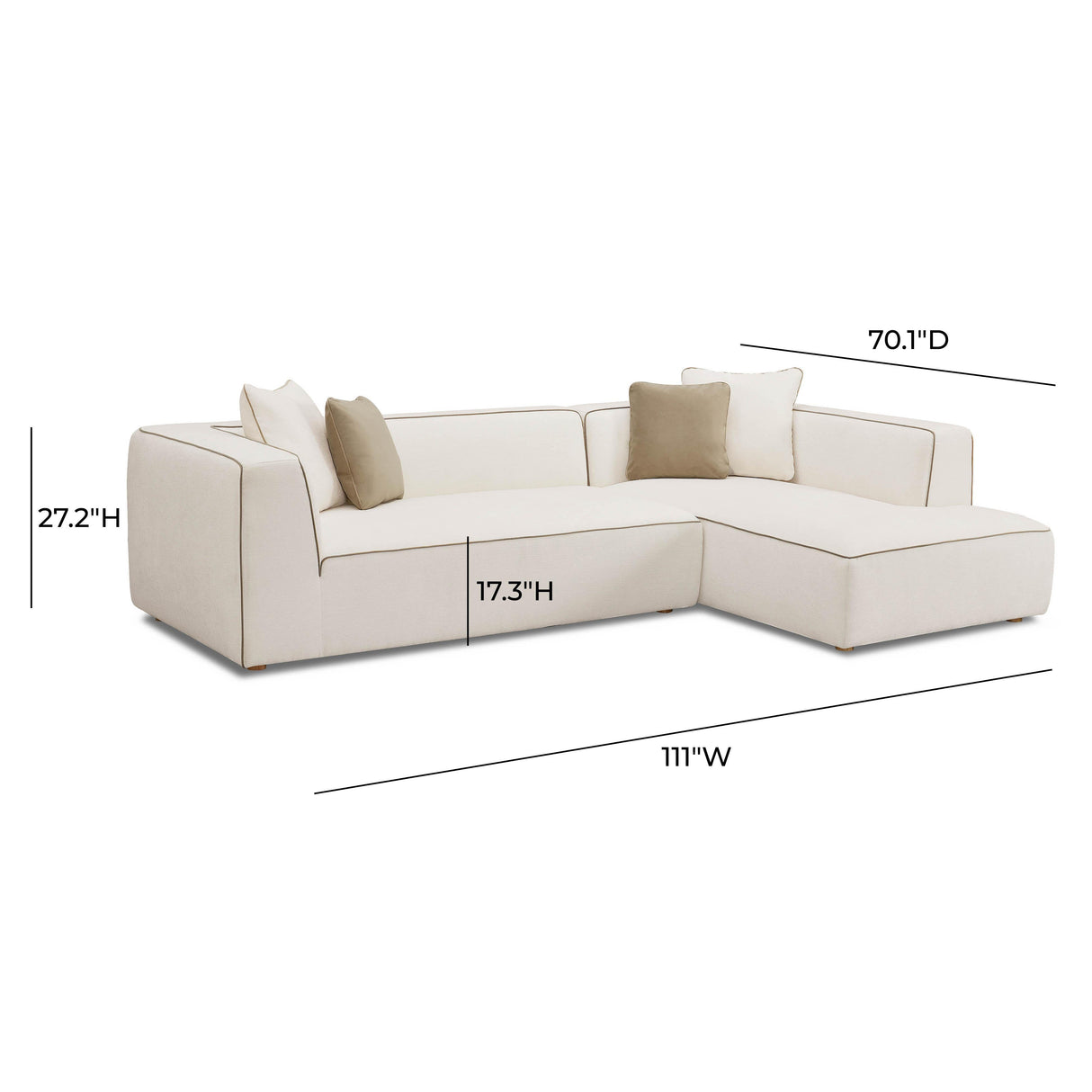 Tristine 2-Piece Cream Linen L-Shaped Sectional