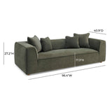 Tristine 96" Olive Green Upcycled Basketweave Sofa