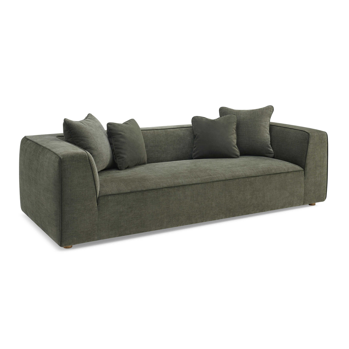 Tristine 96" Olive Green Upcycled Basketweave Sofa
