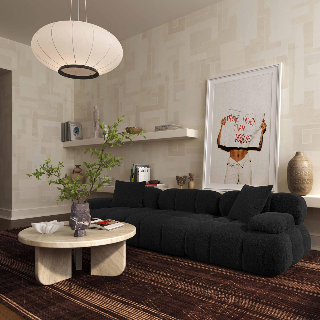 Calliope 79" Vegan Shearling Modular Loveseat