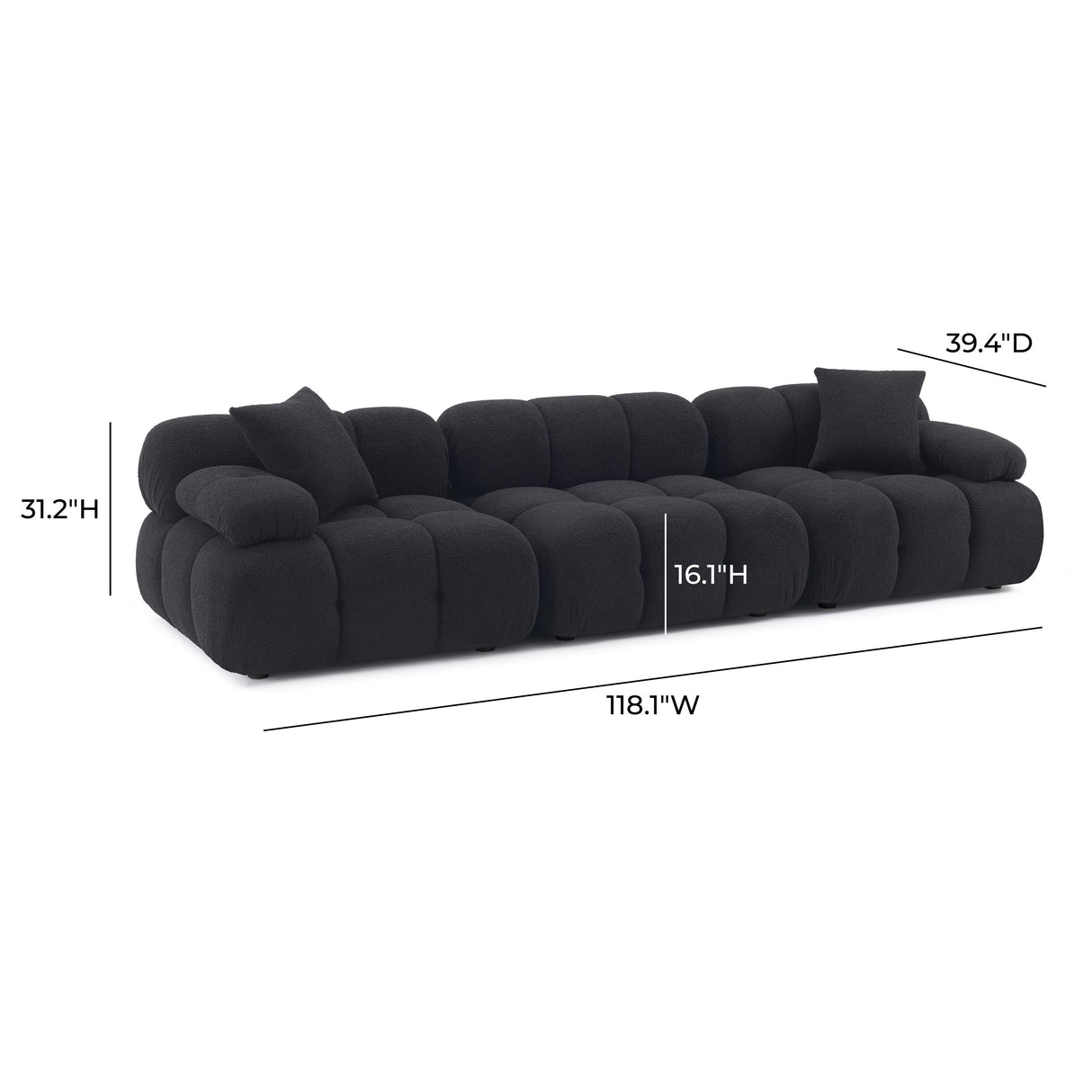 Calliope 118" Vegan Shearling Modular Sofa