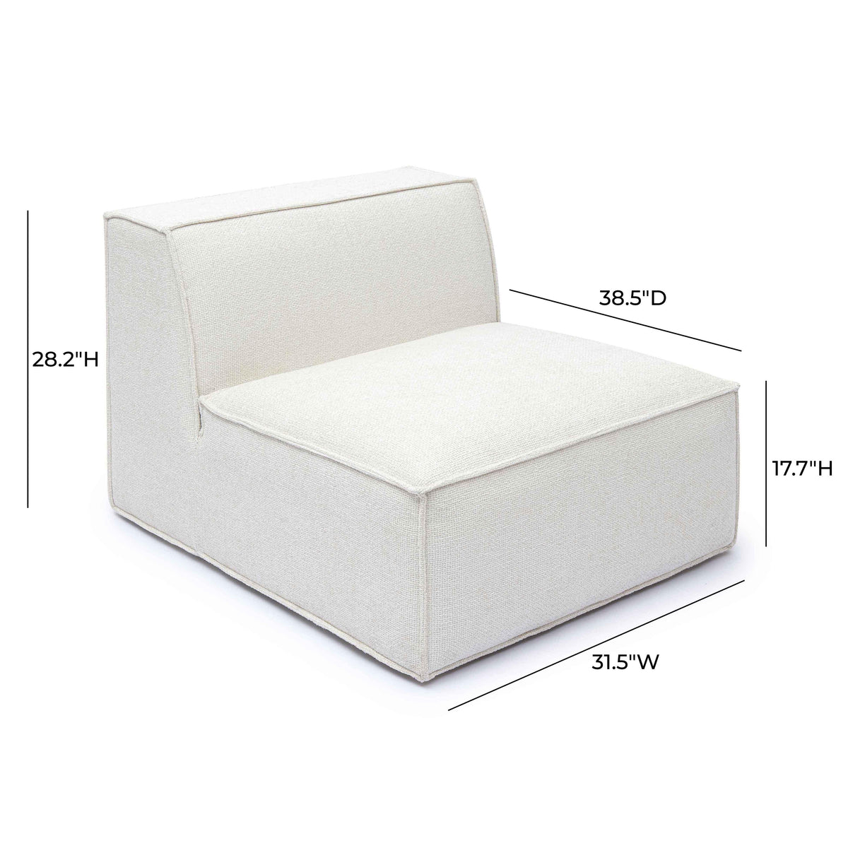 Mindy Performance Chenille Basketweave Modular Armless Chair - View 6