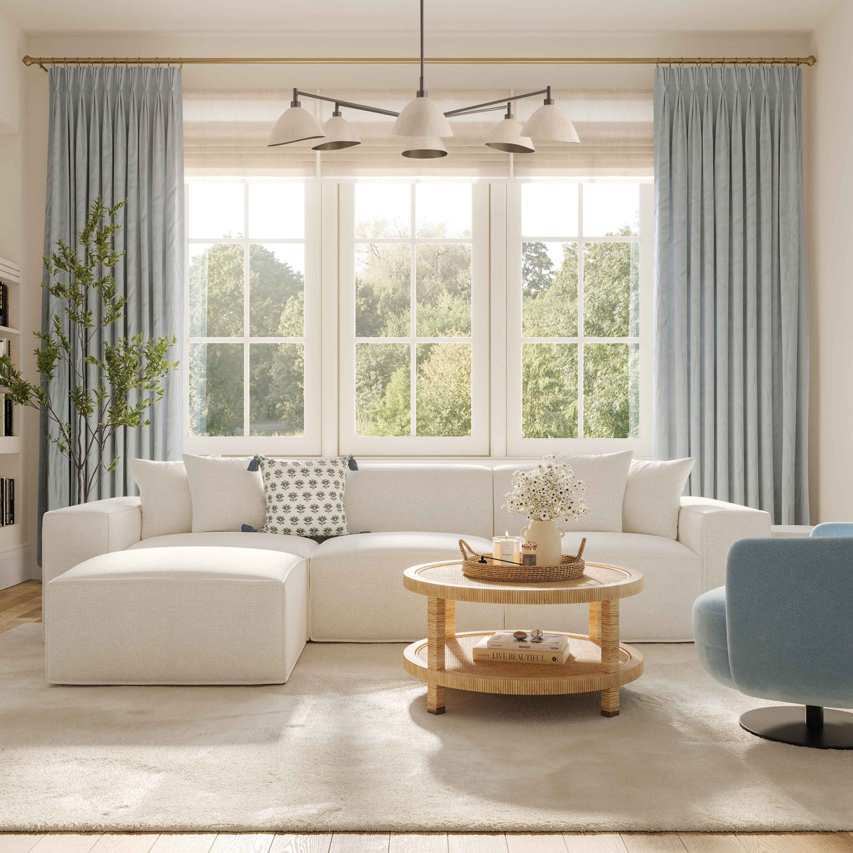 Mindy 84" Chenille Basketweave Modular Loveseat