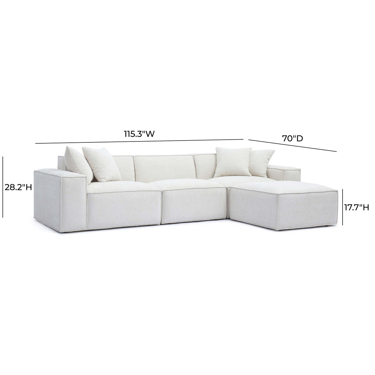 Mindy 4-Piece Chenille Basketweave Modular Sectional