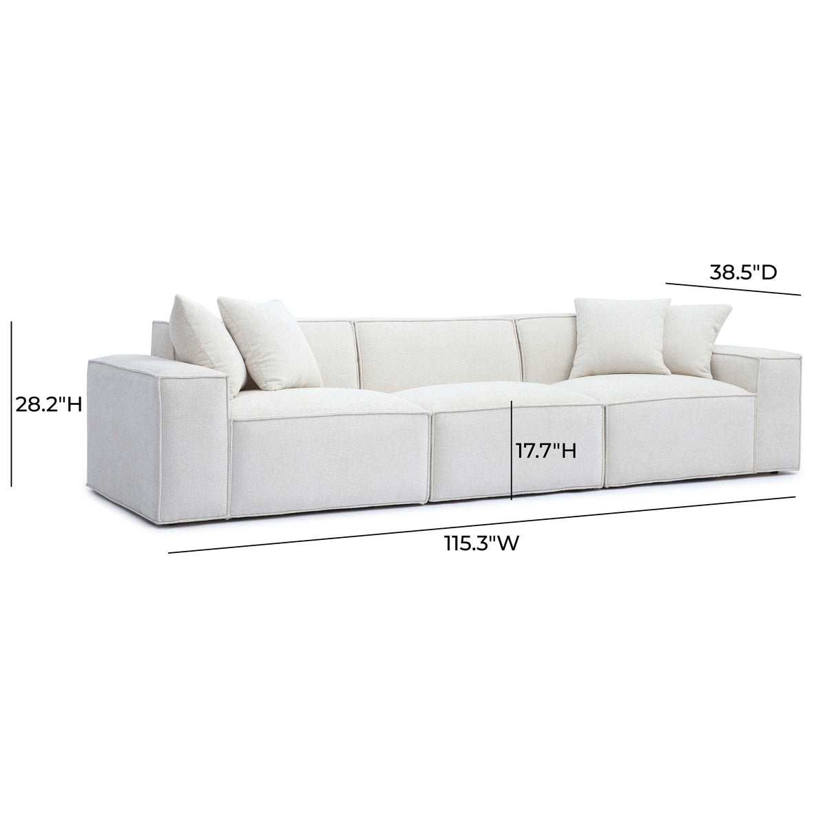 Mindy 115" Chenille Basketweave Modular Sofa