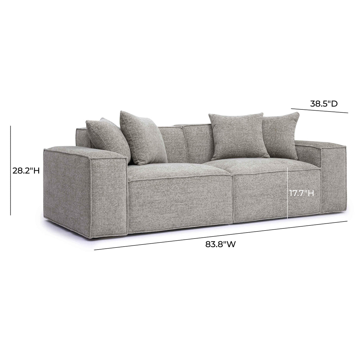 Mindy 84" Chenille Basketweave Modular Loveseat