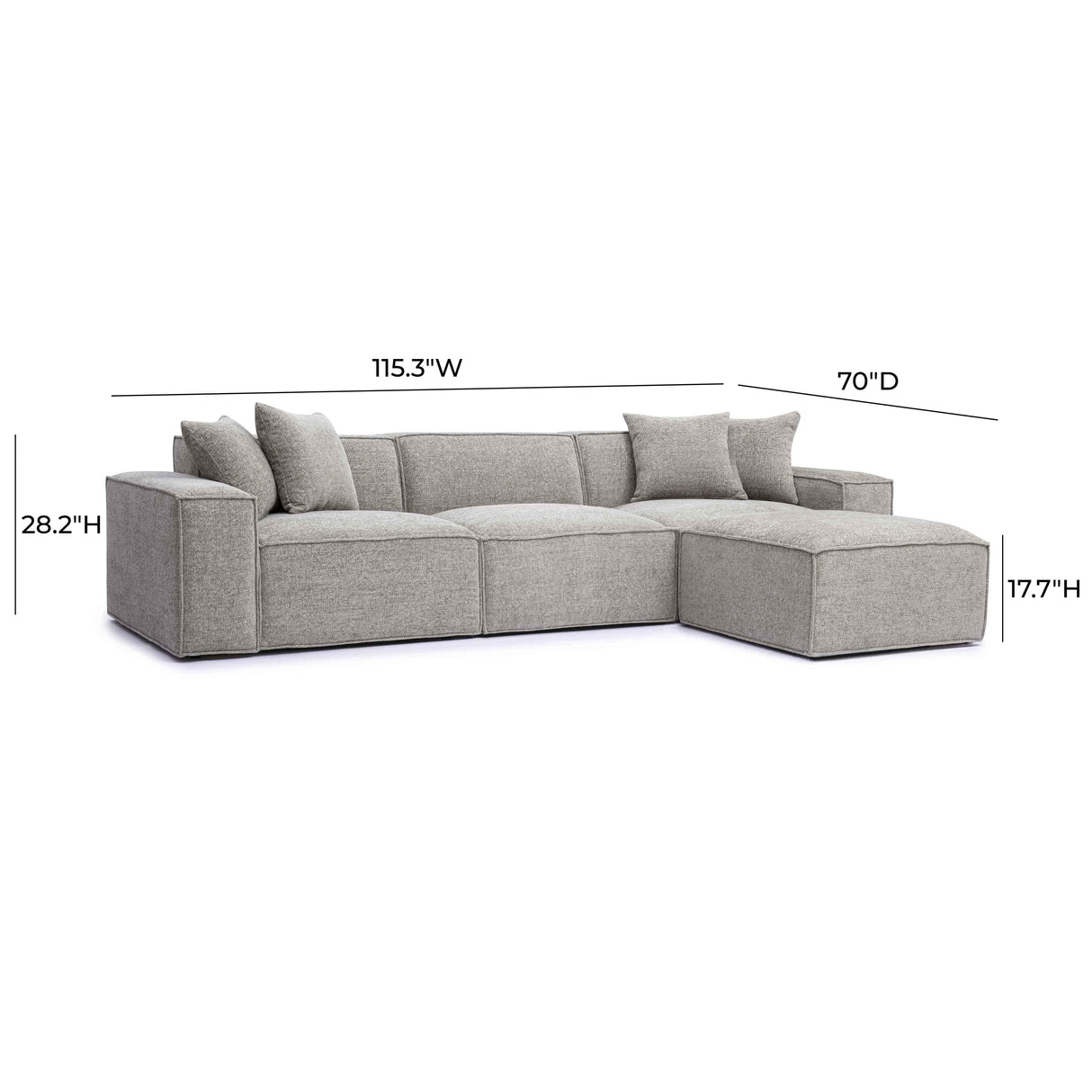 Mindy 4-Piece Chenille Basketweave Modular Sectional