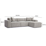 Mindy 4-Piece Chenille Basketweave Modular Sectional