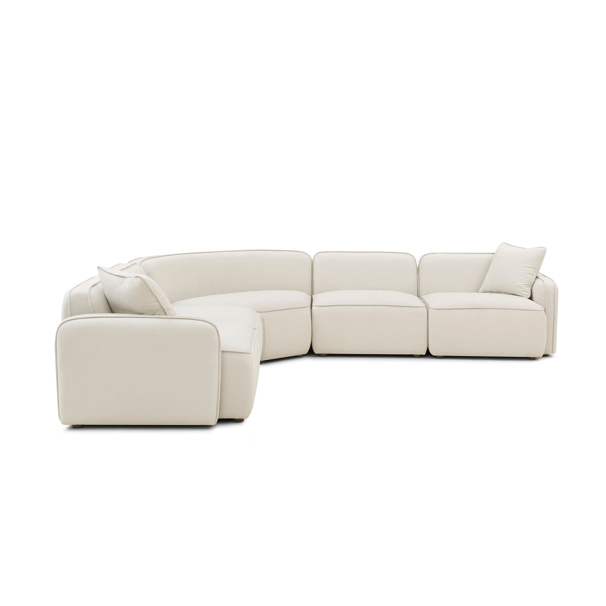 Travie 5-Piece Sand Upcycled Performance Linen Modular Large L-Sectional - View 4