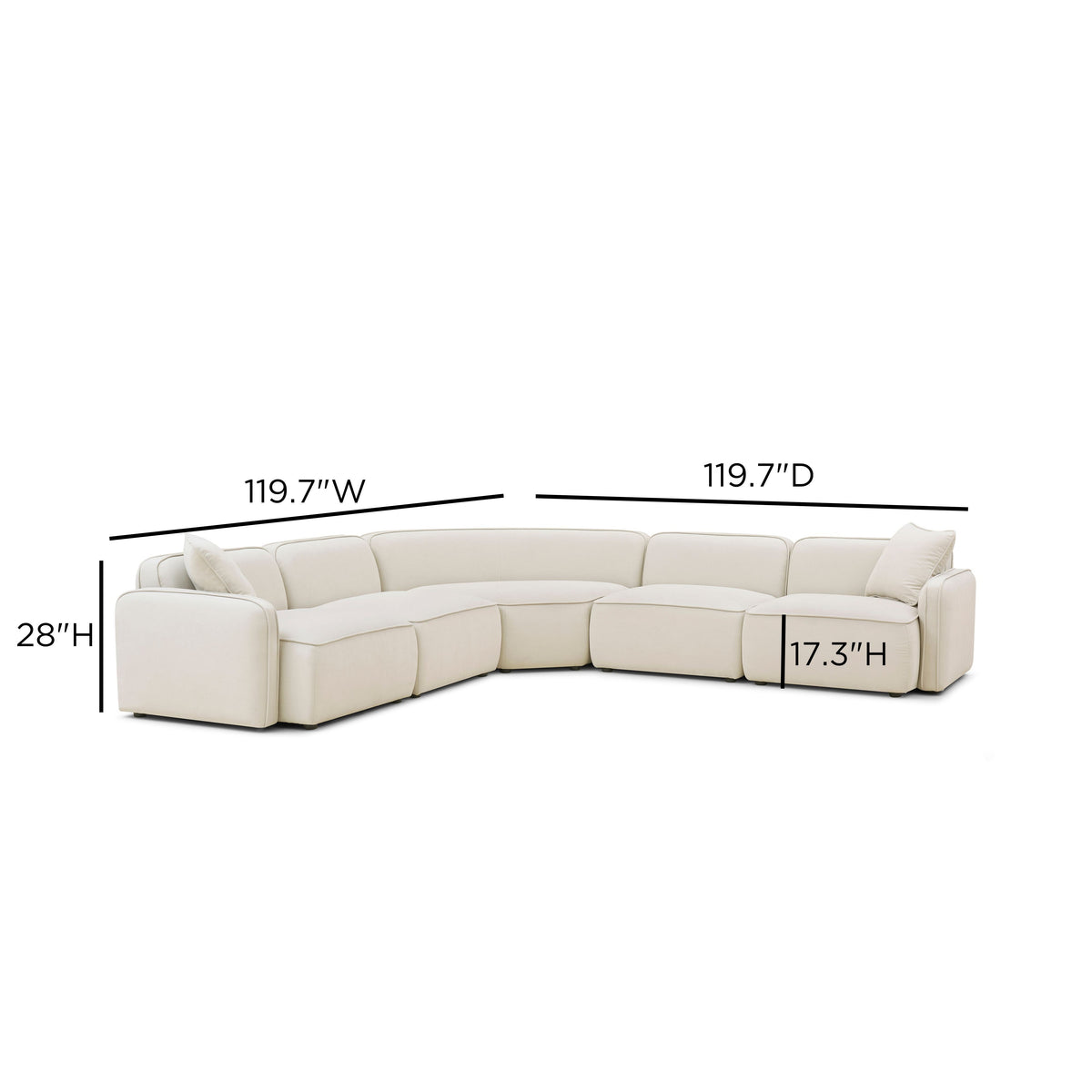 Travie 5-Piece Sand Upcycled Performance Linen Modular Large L-Sectional - View 7