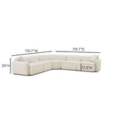 Travie 5-Piece Sand Upcycled Performance Linen Modular Large L-Sectional - View 7