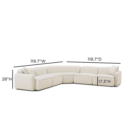 Travie 5-Piece Sand Upcycled Performance Linen Modular Large L-Sectional - View 7