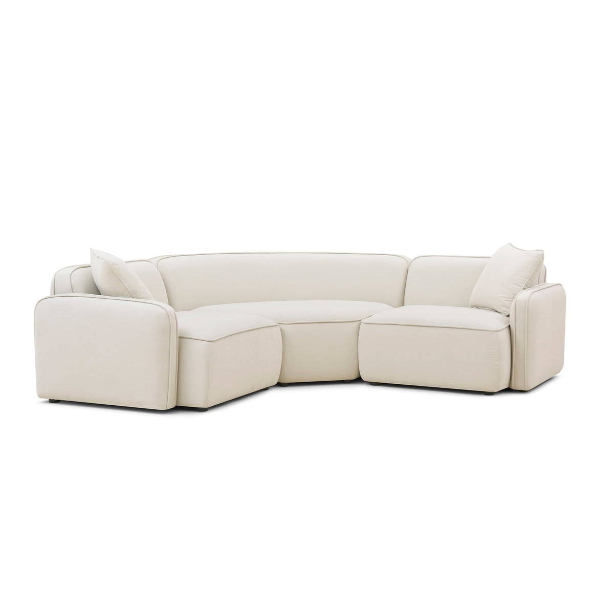 Travie 3-Piece Sand Upcycled Performance Linen Modular L-Sectional - View 1