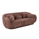 Misty 90 Inch Boucle Sofa Three Quarter Angle Showing Crescent Curve