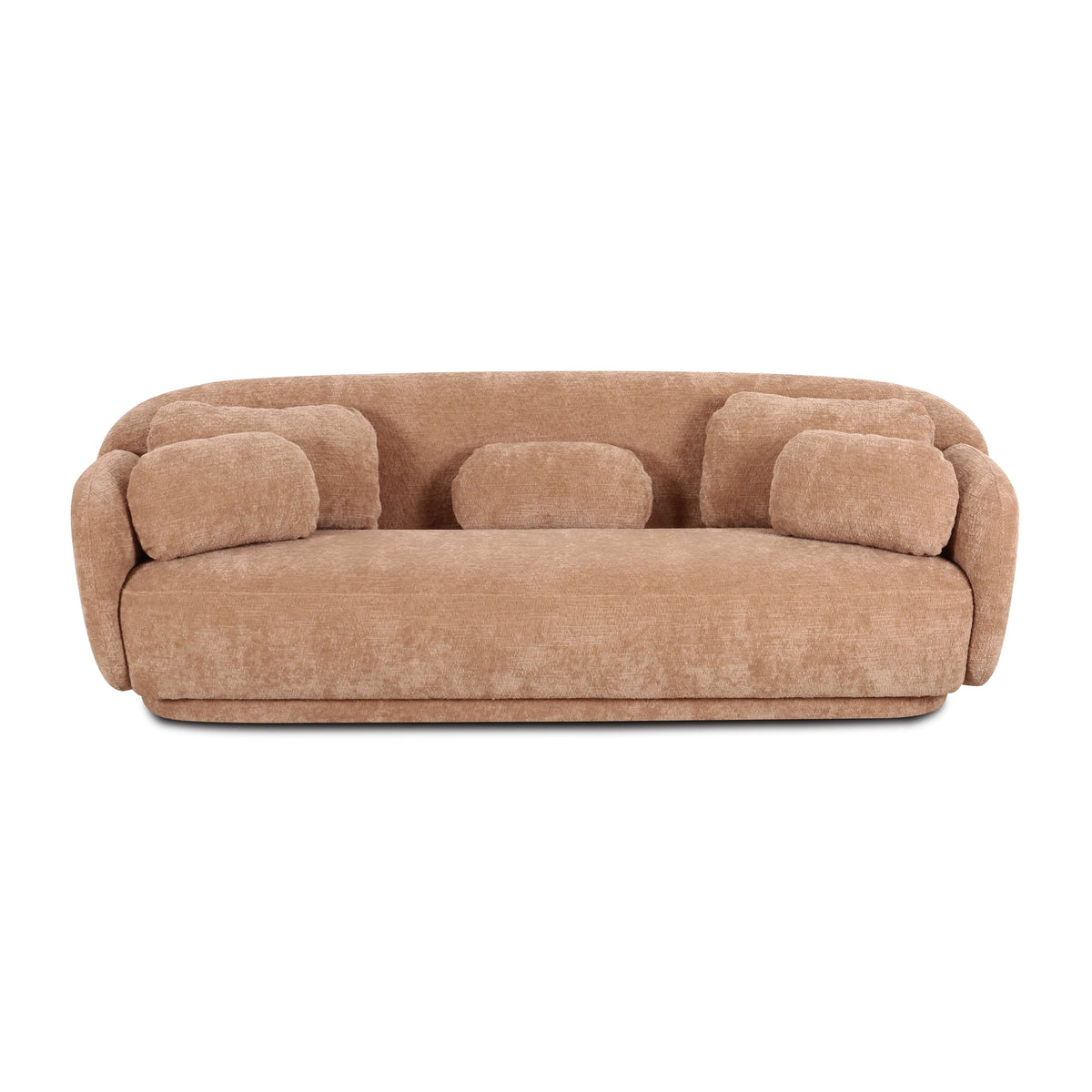 Misty 90 Inch Boucle Sofa Showing Included Cylindrical Bolster Pillows