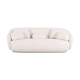 Side Angle Highlighting Bolster Cushion Placement on Misty Curved Sofa