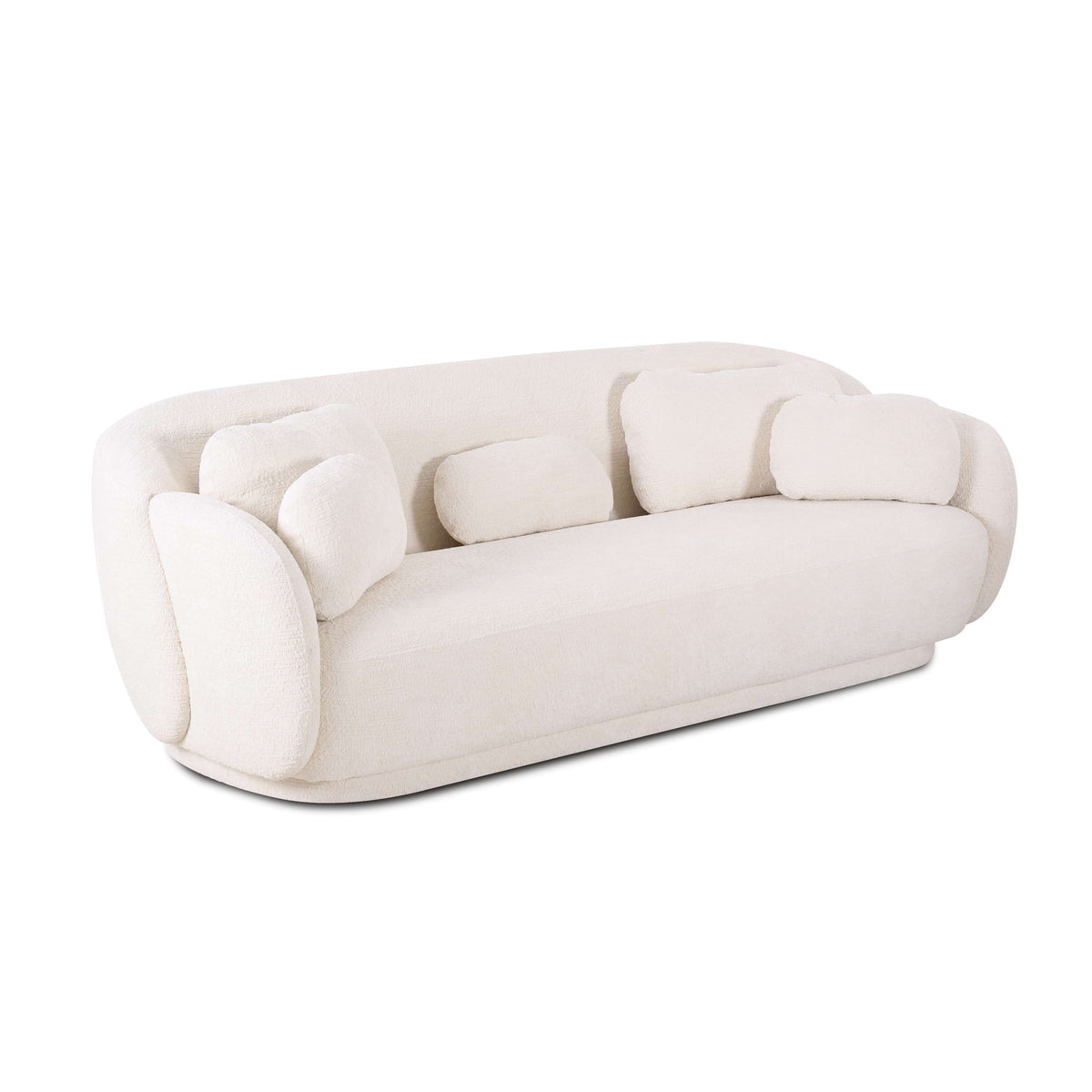 Misty 90 Inch Off-White Boucle Sofa Angled Seating Perspective