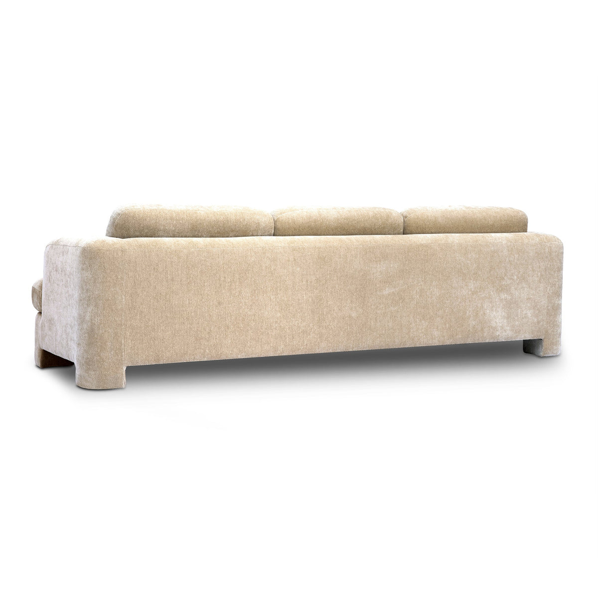 Halsey Textured Fabric Sofa reverse three-quarter angle in living room setting