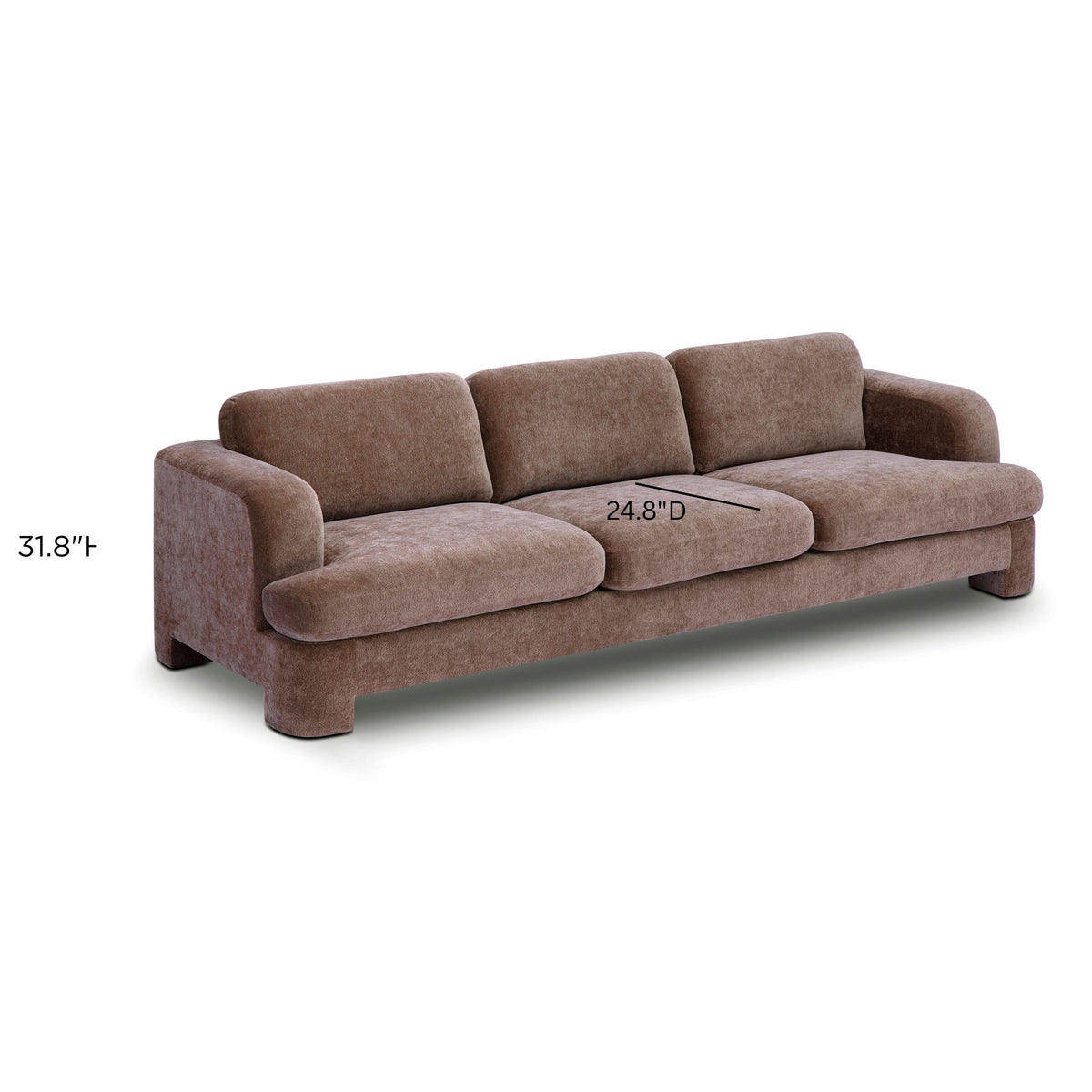 Halsey Textured Fabric Sofa angled view showing substantial low-slung frame
