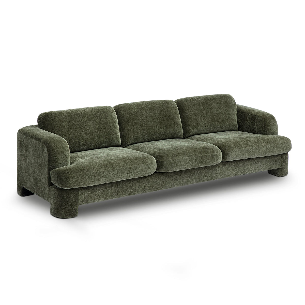 Halsey Textured Fabric Sofa positioned beside contemporary floor lamp