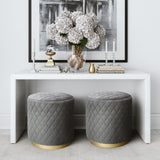 Abir Grey Velvet Ottoman