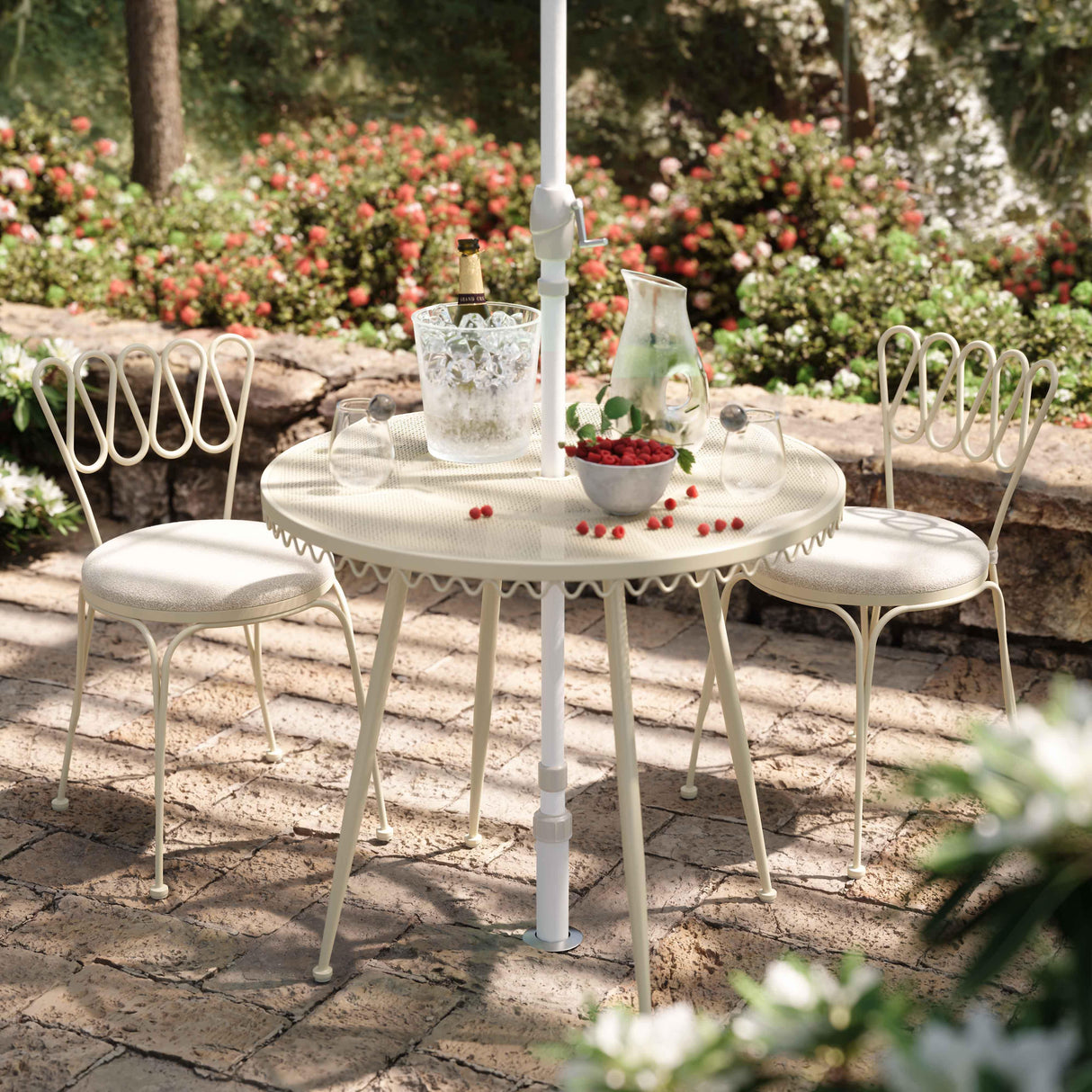 Erica 34" Wrought Iron Outdoor Round Cafe Table