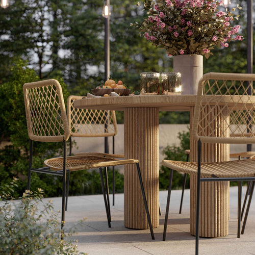 Patti 55" Textured Faux Travertine Indoor / Outdoor Round Dining Table