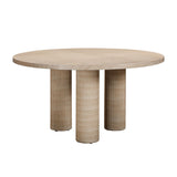Patti 55" Textured Faux Travertine Indoor / Outdoor Round Dining Table