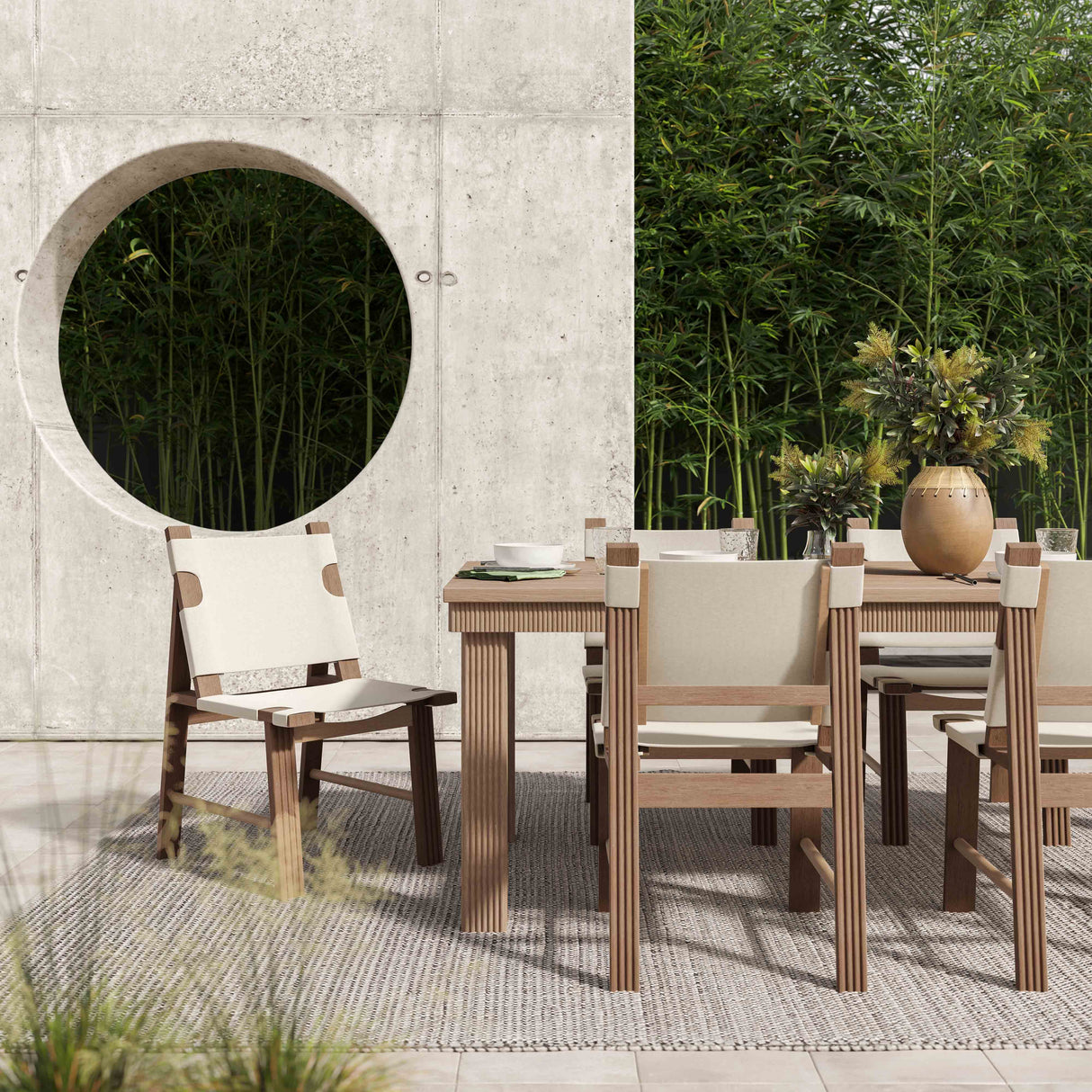 Cassie Natural Outdoor Rectangular Dining Table (75"-108")