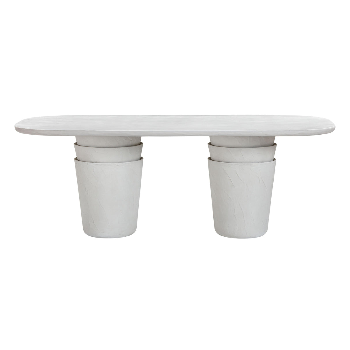 Margot 83" Light Grey Faux Plaster Indoor / Outdoor Concrete Oval Dining Table