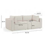 Hangover 81" Cream Outdoor Modular Loveseat