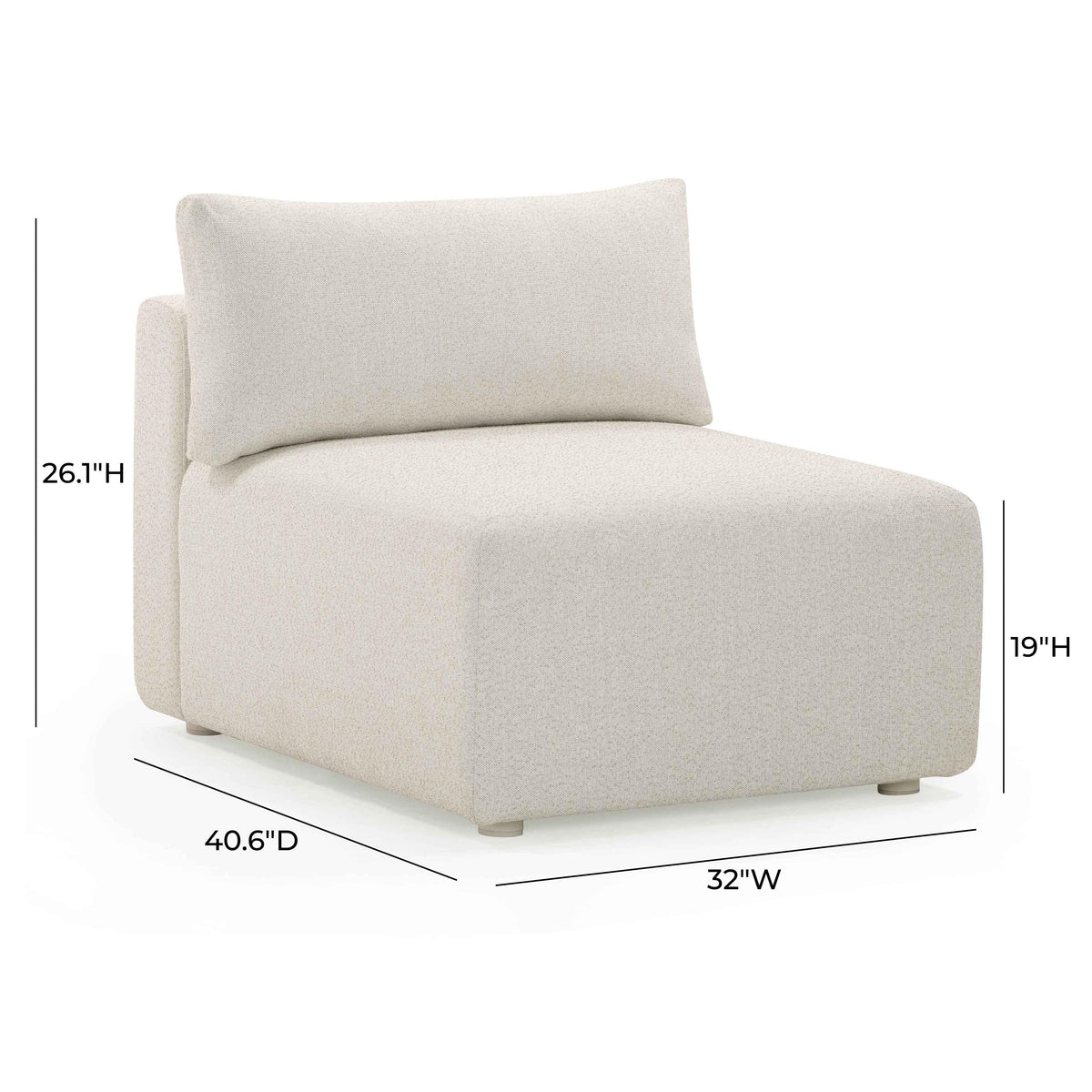 Hangover Cream Performance Fabric Outdoor Modular Armless Chair - View 7
