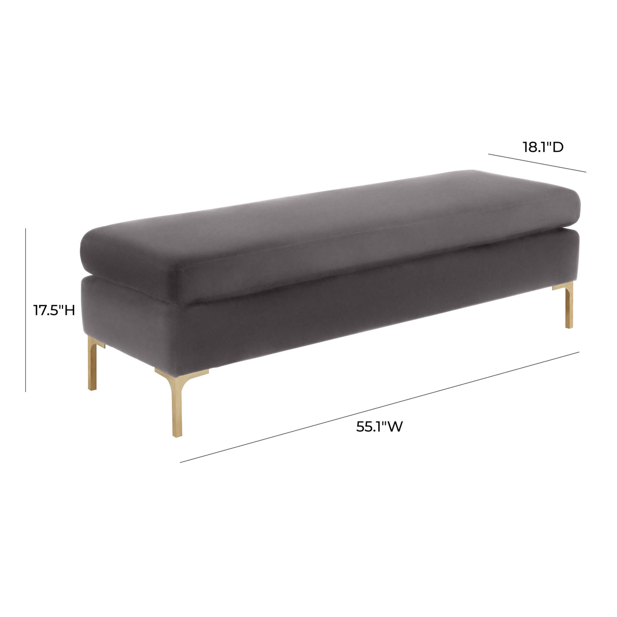 Delilah 55" Velvet Bench