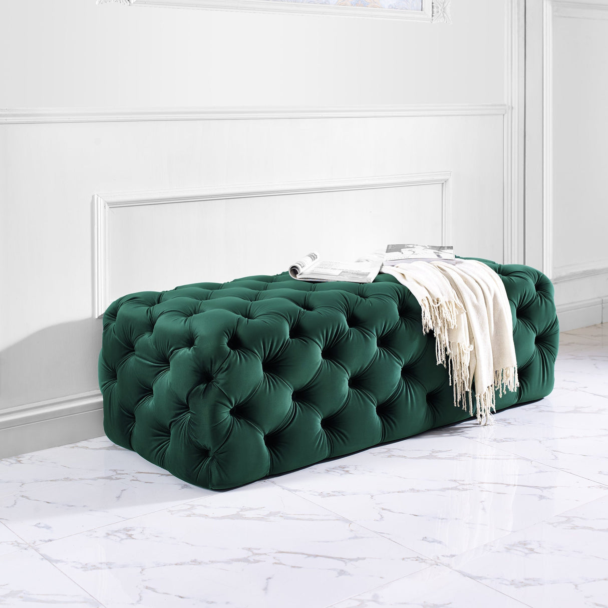 Kaylee 49" Velvet Ottoman