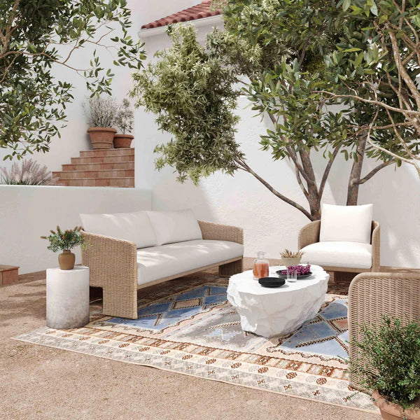 Alexa 80" Rattan Performance Fabric Outdoor Sofa