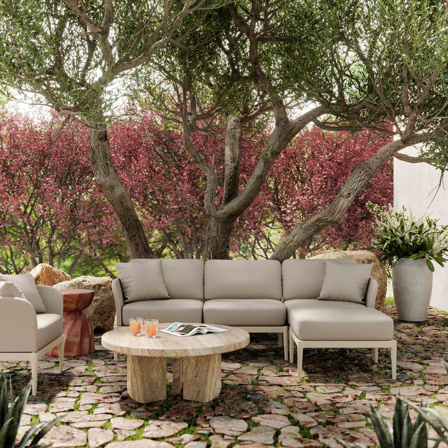 Kapri Outdoor Ottoman with Slipcover Design - Contemporary Modular Seating in Rust-Resistant Aluminum