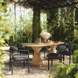 Annika Textured Contract-Grade Fabric Outdoor Dining Arm Chair - View 9