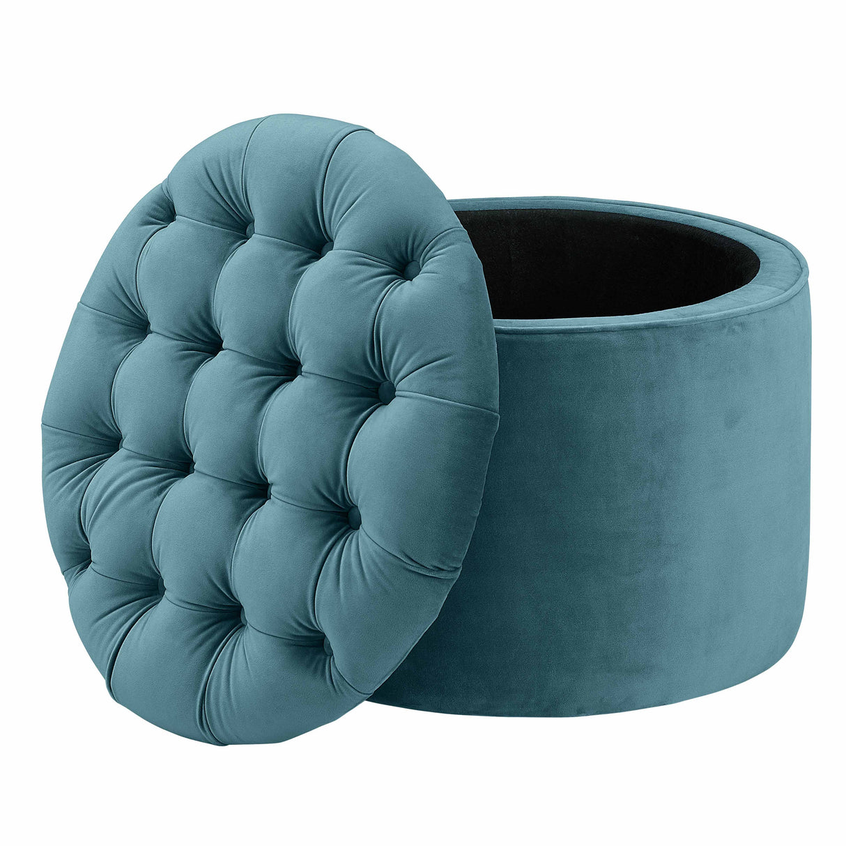 Queen Velvet Round Storage Ottoman