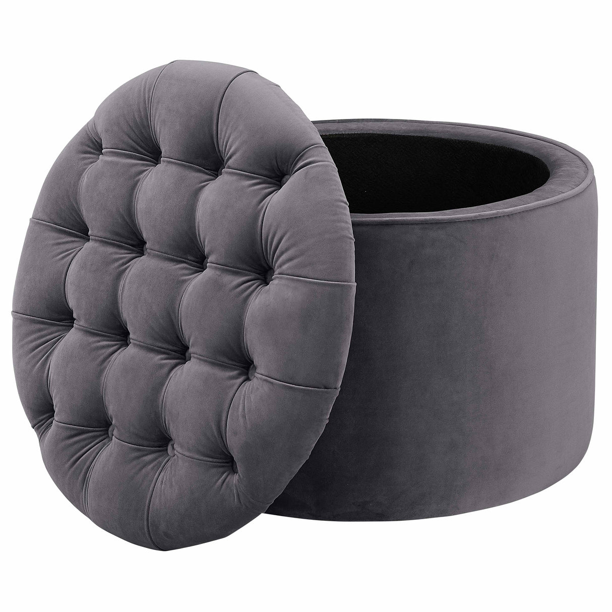Queen Velvet Round Storage Ottoman