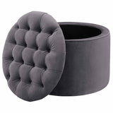 Queen Velvet Round Storage Ottoman