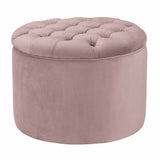 Queen Velvet Round Storage Ottoman