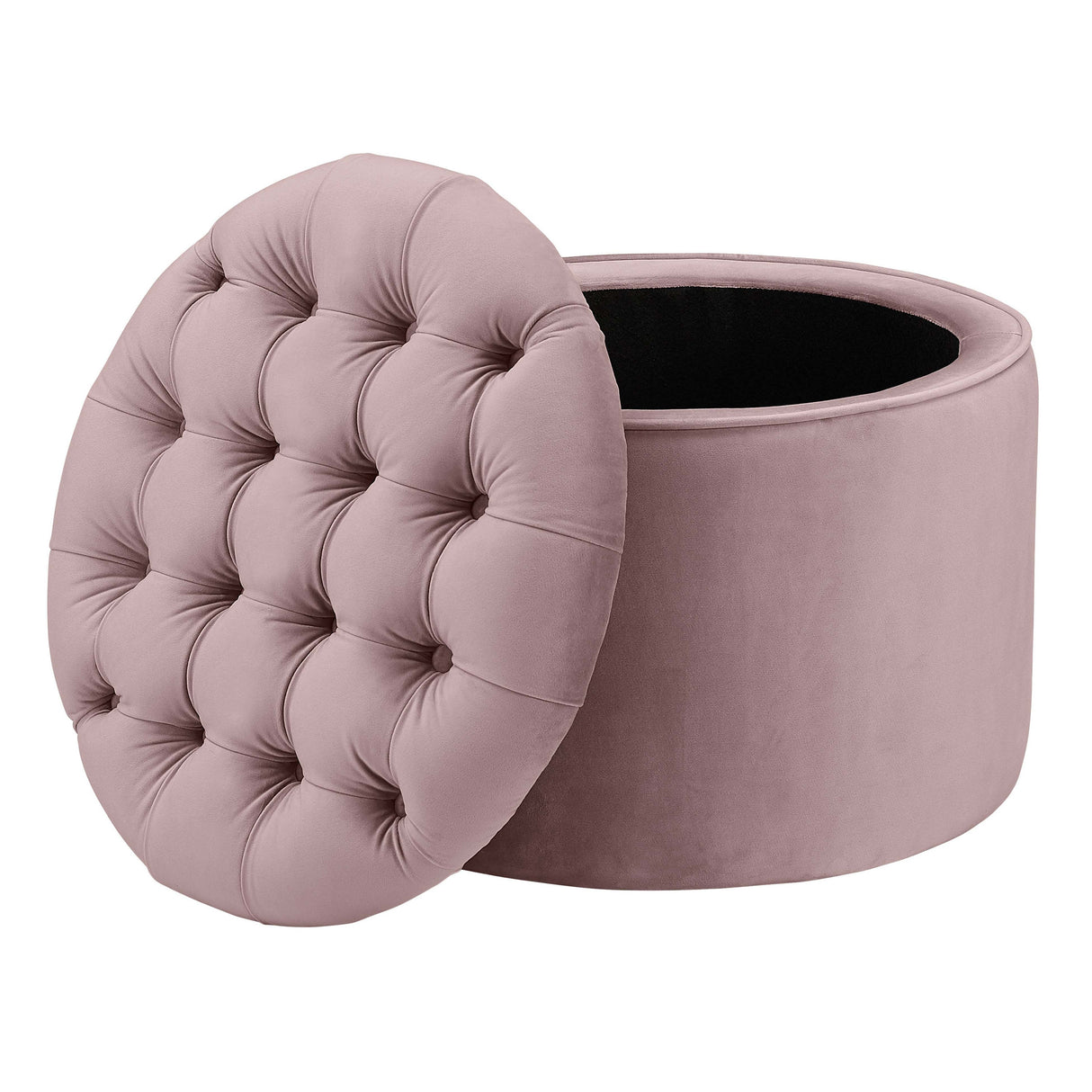 Queen Velvet Round Storage Ottoman