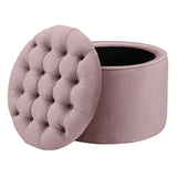 Queen Velvet Round Storage Ottoman