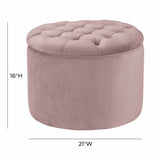 Queen Velvet Round Storage Ottoman