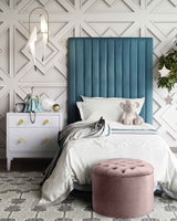 Queen Velvet Round Storage Ottoman