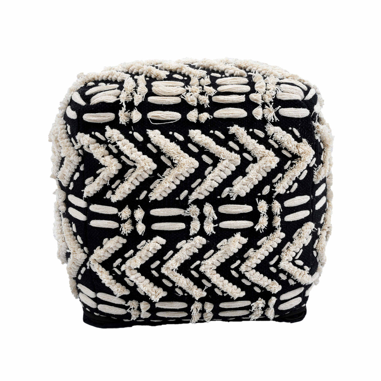 Mariel Black Cotton Pouf