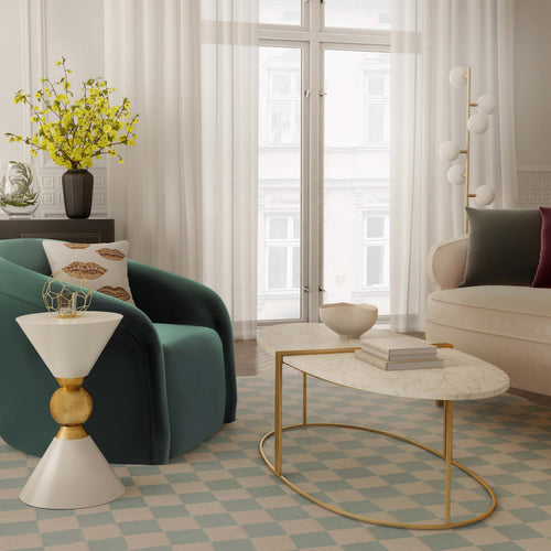 Balhi Side Table with Tapered Hourglass Design - Modern Glam Iron & Stainless Steel Accent Table