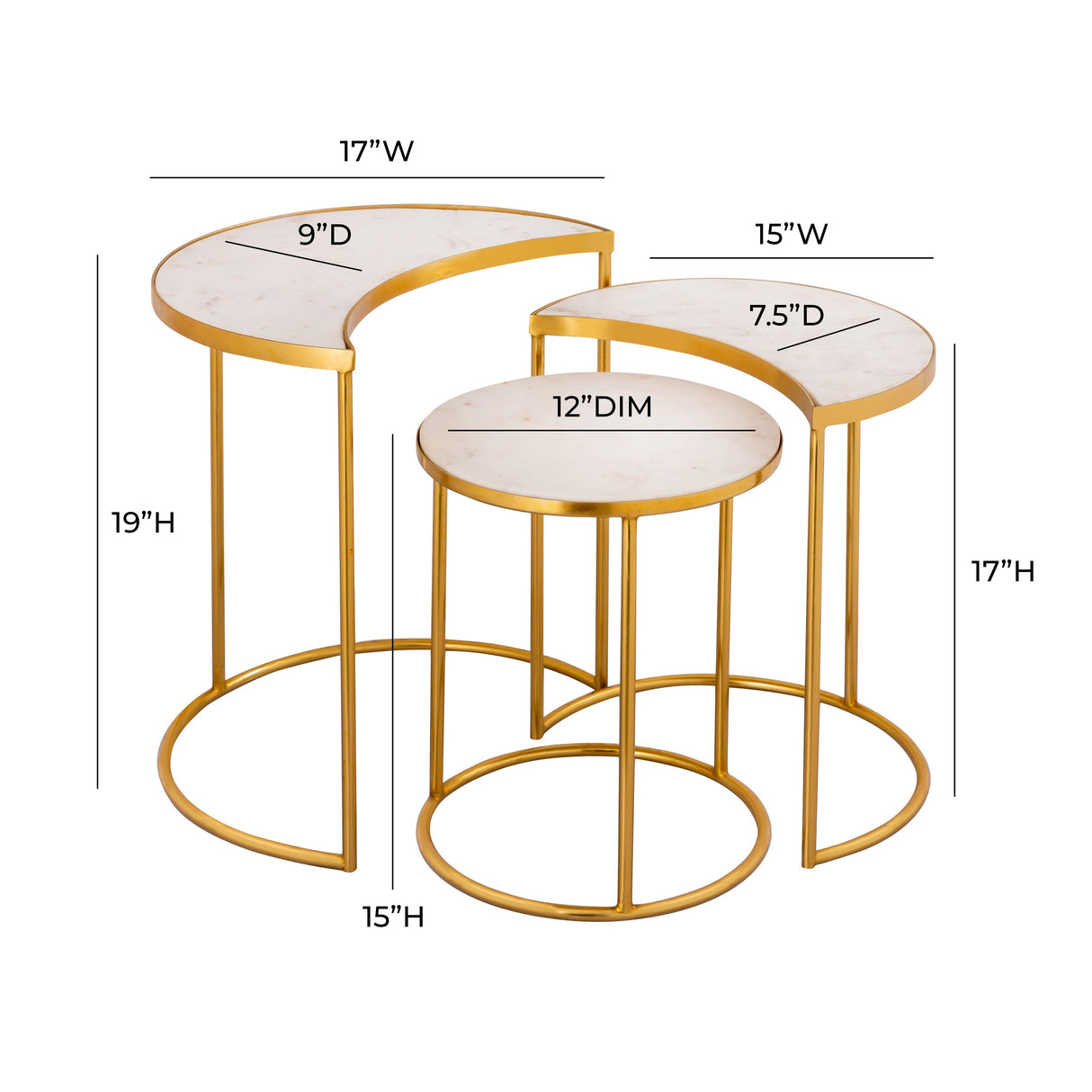 Crescent Marble Nesting Tables