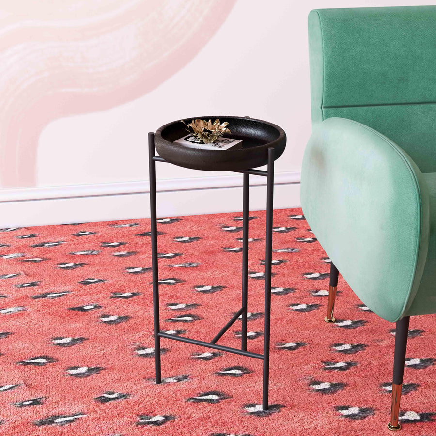Samara Side Table with Terracotta Bowl Top & Tripod Base - Modern Minimalist Matte Black Accent Table